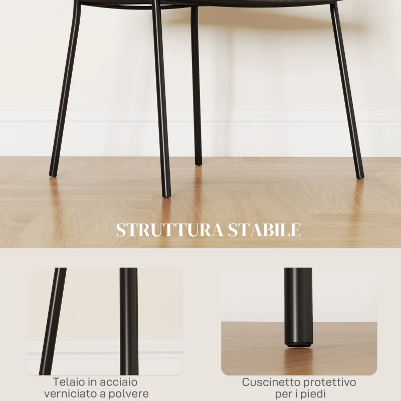 HOMCOM Set 2 Sedie per Cucina Imbottite, in Tessuto Effetto Velluto e Acciaio, 57x53x73 cm, Verde