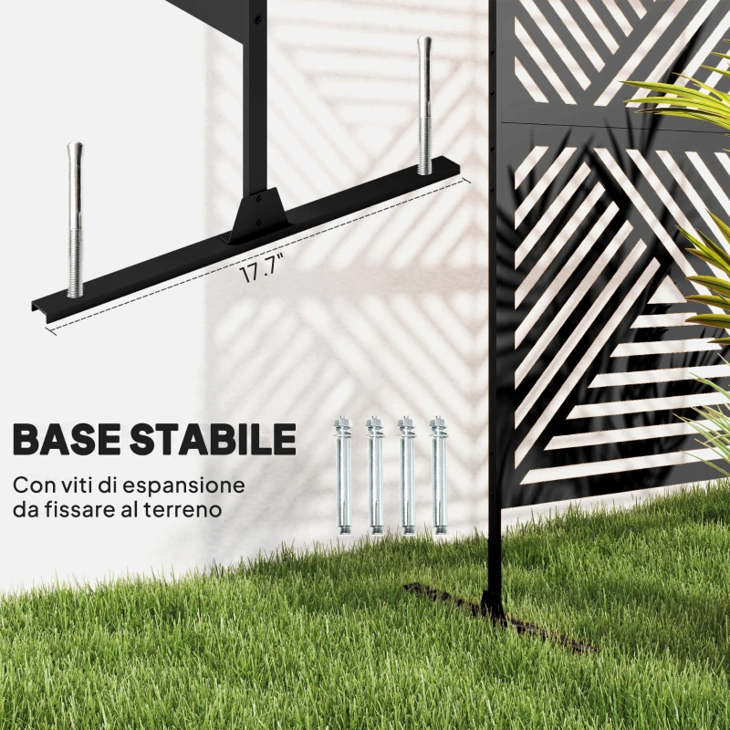 Outsunny Separé Divisorio da Esterno Decorativo e Traliccio per Rampicanti, 122x45x198 cm, Nero