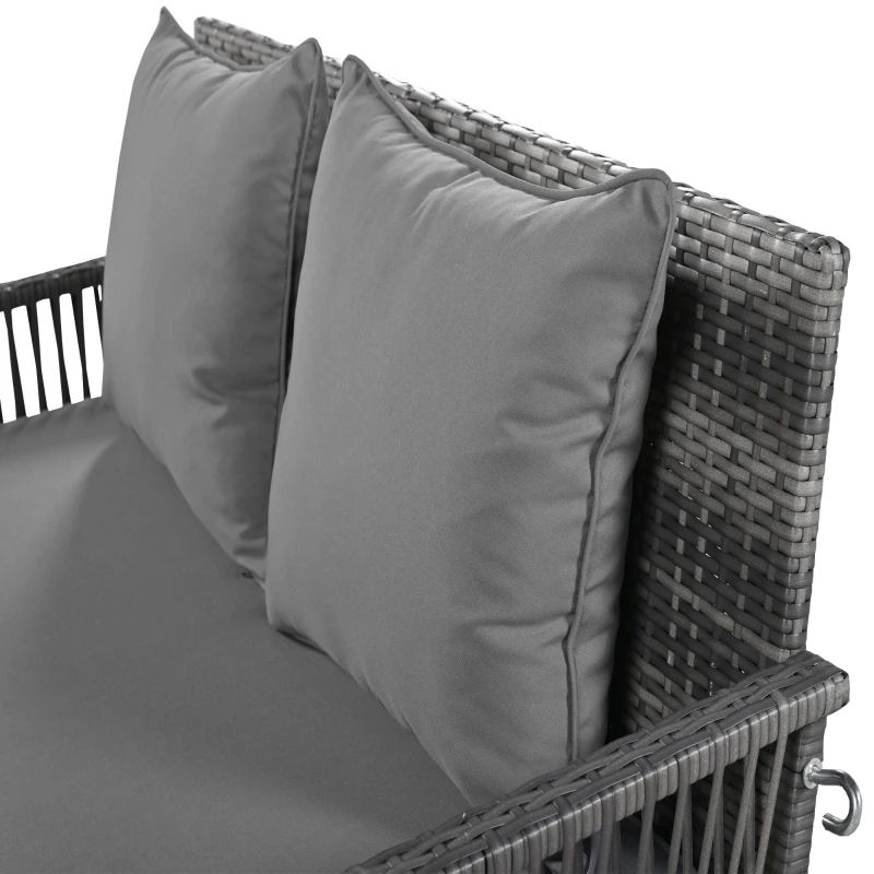 Dondolo da giardino dondolo Hollywood con cuscini di seduta e schienale rimovibili e lavabili, 2 posti, Grigio