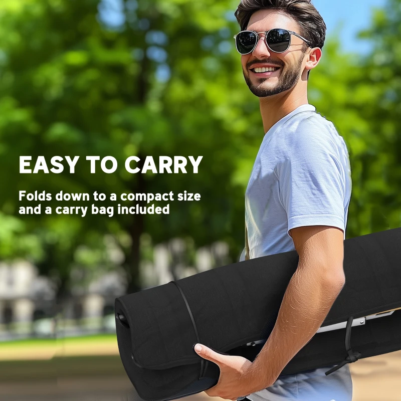 Outsunny Portable Camping Chair for Adults, High Back Folding Chair with Padded Seat and Carry Bag, Outdoor Recliner for Hiking, Fishing, Beach and Picnic, Black