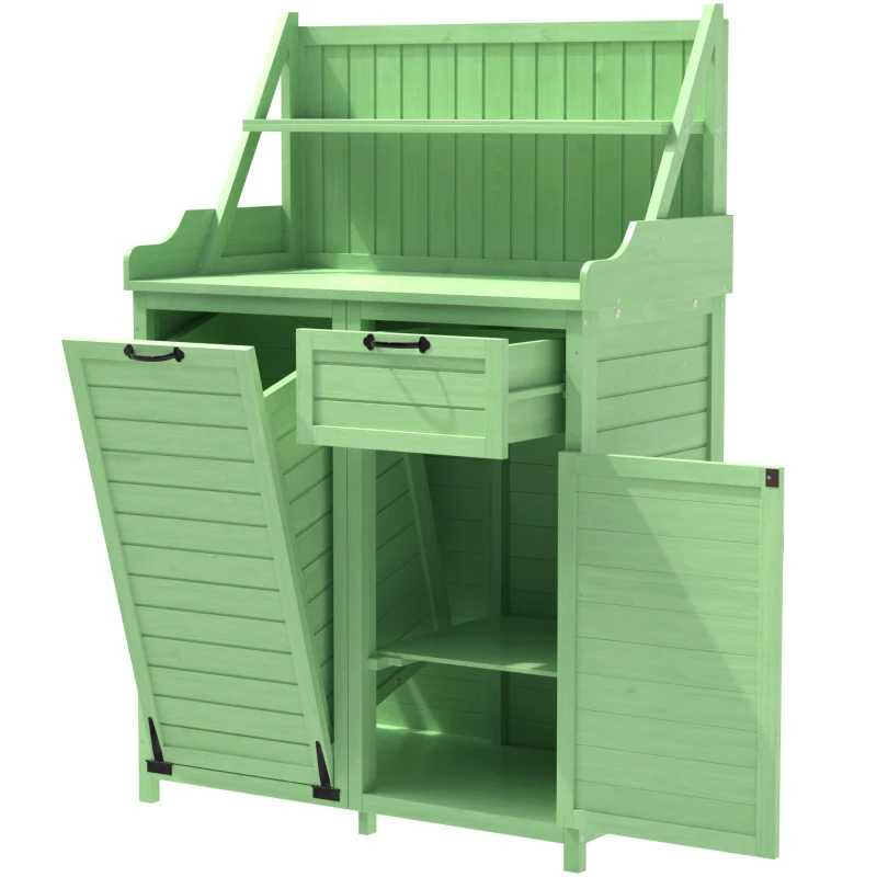 Armoire de jardin en bois avec étagères, 100×45×154 cm, Vert