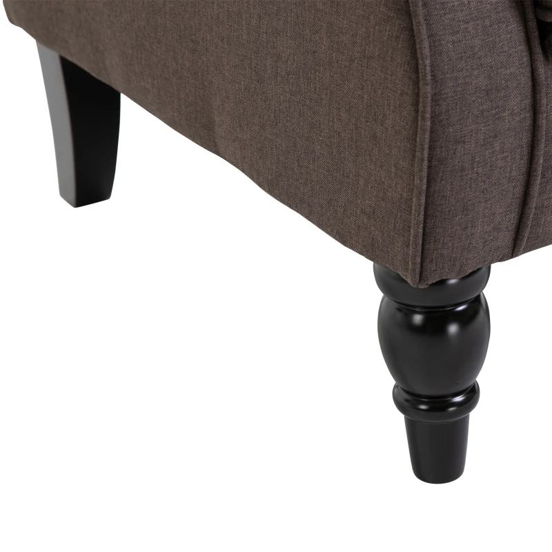 HOMCOM Ohrensessel Sessel mit Tufting, hoher Rückenlehne, Gepolstert Loungesessel mit abgerundeten Armlehnen, Holzbeine, für Schlafzimmer, Wohnzimmer, bis 160 kg, Braun