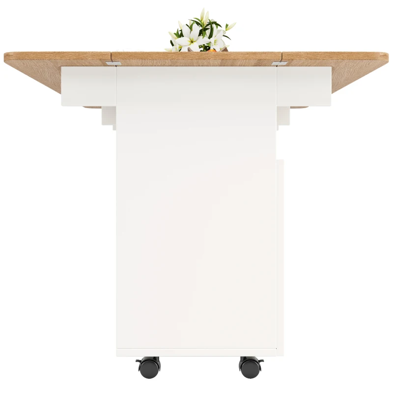 Îlot de cuisine moderne, chariot de service multifonctionnel avec espace de rangement et armoires à porte vitrée, 120×30×79,5 cm, Naturel, Argent + Gris, Blanc