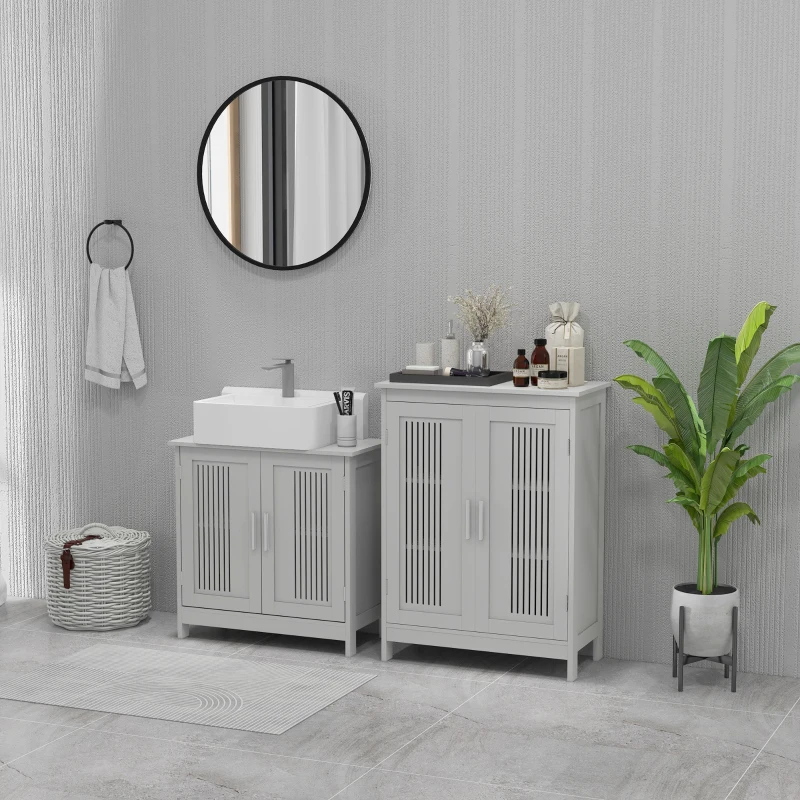kleankin Modern Bathroom Floor Cabinet - Grey