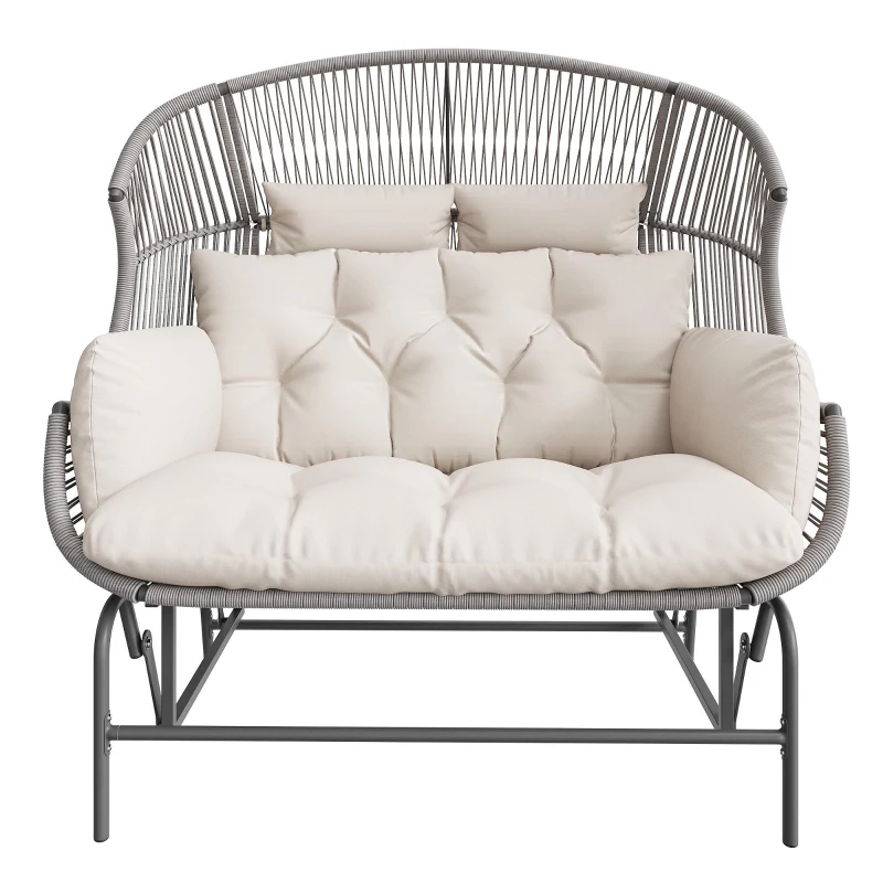 Fauteuil à bascule de jardin pour deux personnes,  fauteuil de jardin, 145×85×143 cm, Gris