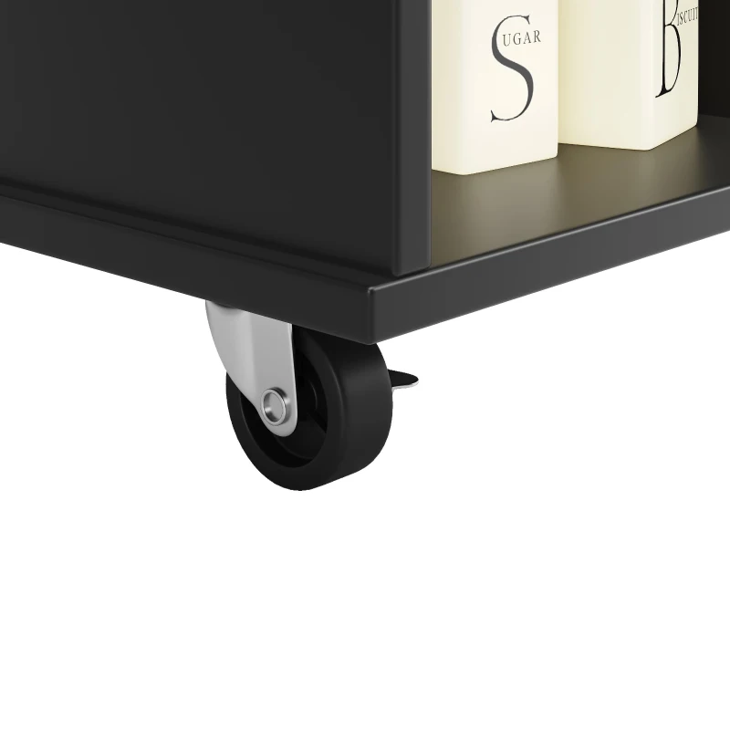 Îlot de cuisine moderne, espace de rangement multifonctionnel, 127x46x91,5 cm, Noir