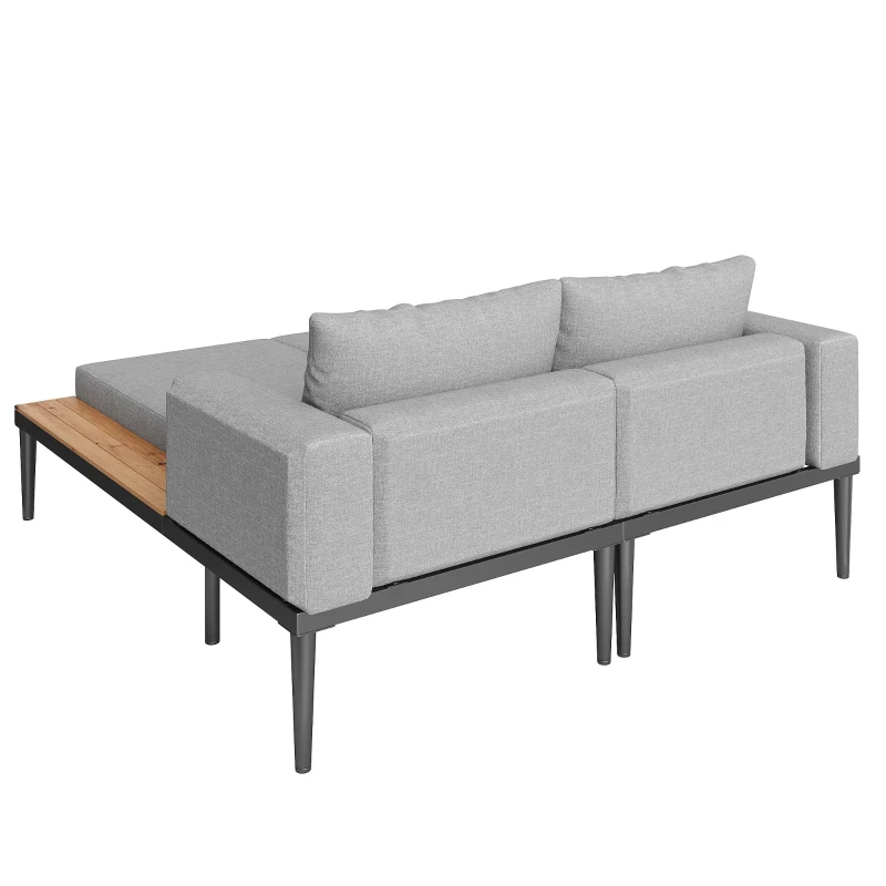 Lit de jour pour patio extérieur, lit double de loisirs avec étagère, 150x140x30 cm, Gris