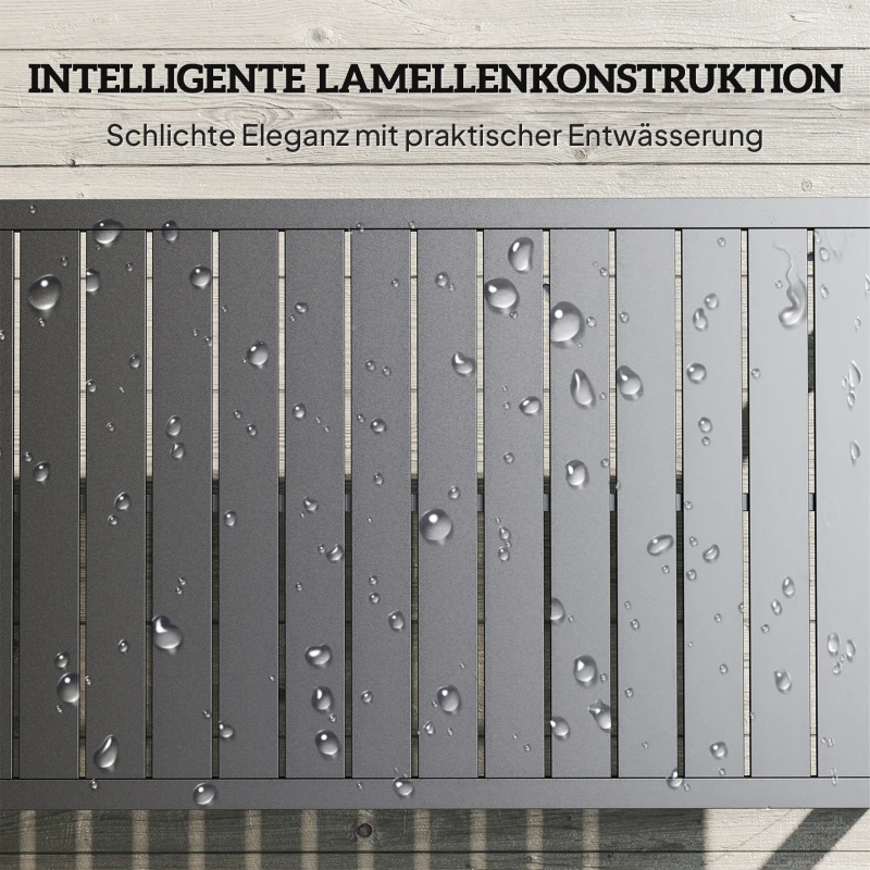 Outsunny Beistelltisch mit Latten-Design Balkontisch aus Aluminium Kaffeetisch wetterfest 90 x 50 x 42 cm Schwarz