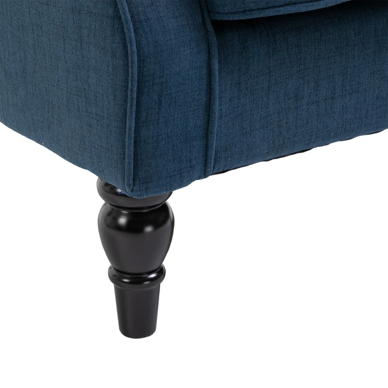HOMCOM Eleganter Ohrensessel, dick gepolstert, abnehmbarer Bezug, 74 x 86 x 102 cm, Blau(m-13)