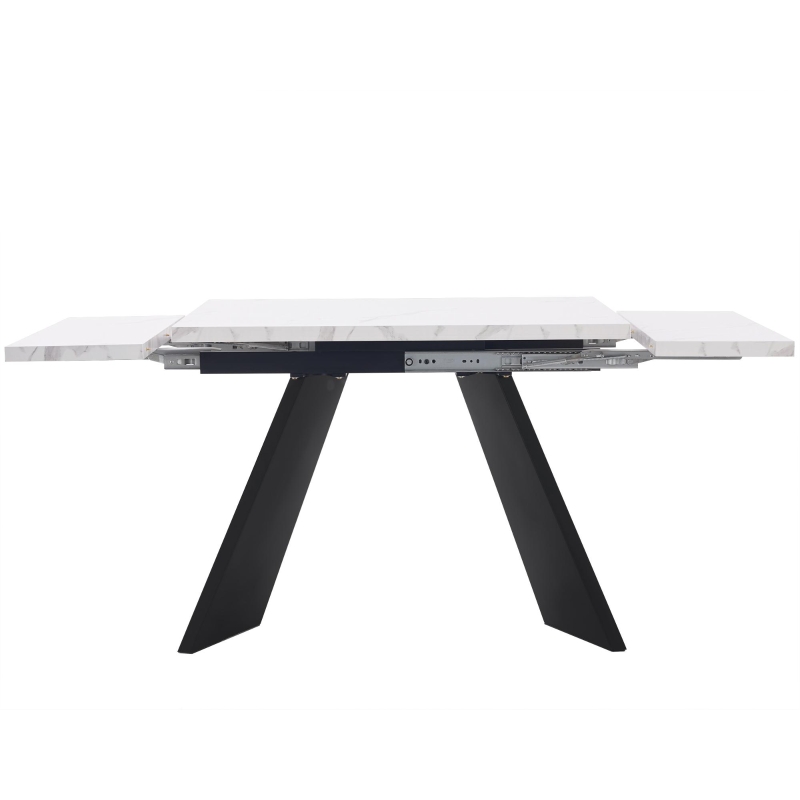 Masă de luat extensibilă, pentru living și birou de acasă, 159x74x77 cm, Alb+Negru