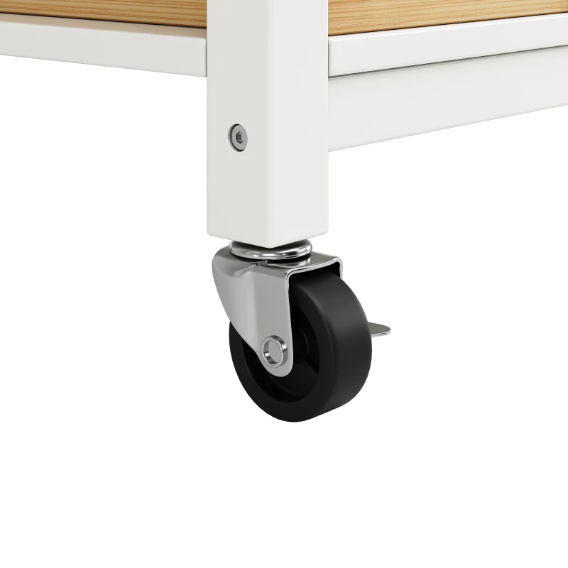 Isola da cucina moderna con lati pieghevoli, spazio di conservazione multifunzionale, 120×45×90 cm, Legno naturale e Bianco