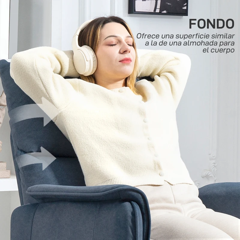 HOMCOM Sillón Reclinable con Motor sin Escobillas Reposapiés Tapizado Resistente y Bolsillos Laterales 80x83x104 cm Azul Oscuro