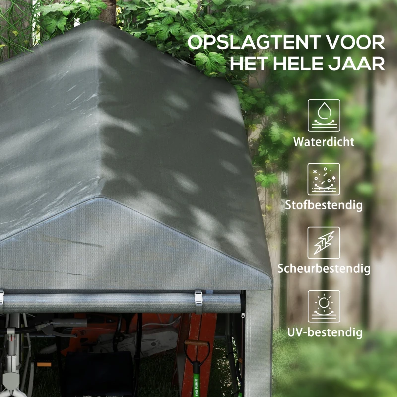 Outsunny Tuinschuur, Opslagtent, robuust & weerbestendig, Staalframe, 1,2x1,8x1,6m, Donkergrijs(m-4)
