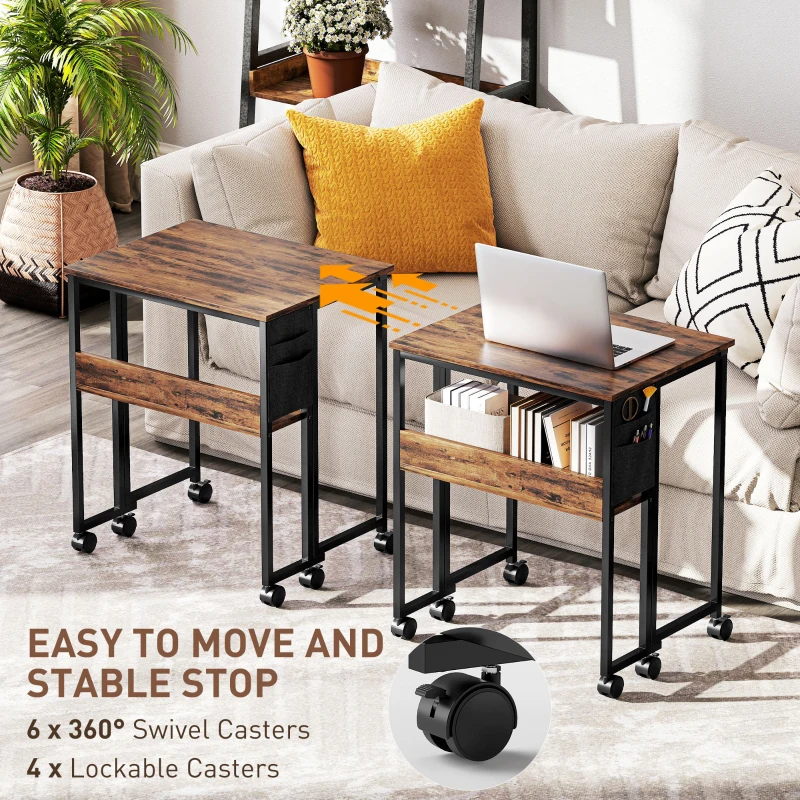 HOMCOM 63 cm Drop Leaf Writing Work Desk - Rustic Brown