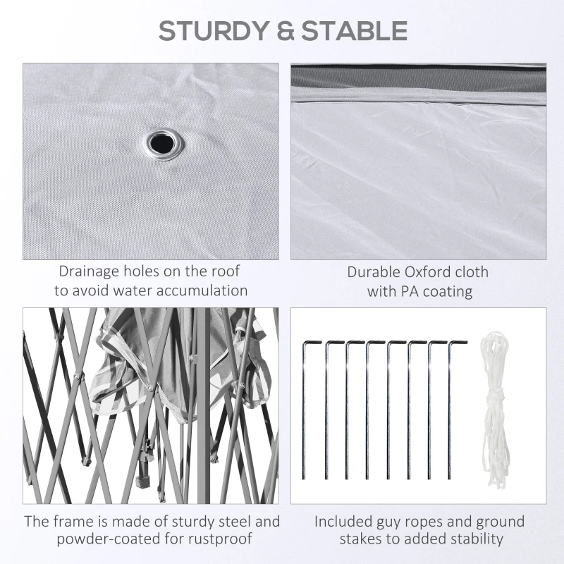 Outsunny 3.3 x 3.3m Pop Up Gazebo, Double Roof Foldable Canopy Tent with Zipped Mesh Sidewalls, Height Adjustable and Carrying Bag, Event Tent for Patio Garden, Grey