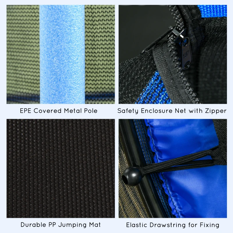 HOMCOM Trampolim para Crianças com Rede de Segurança e Estrutura de Aço para Interiores e Exteriores Carga 50 kg Ø163x190 cm Azul