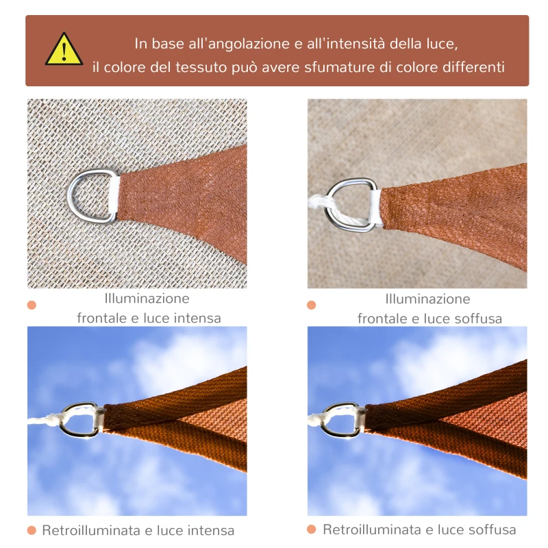 Outsunny Tenda a Vela Rettangolare 4x6 m Resistente ai Raggi UV con Corda, in PE e Acciaio Inox, Rossa