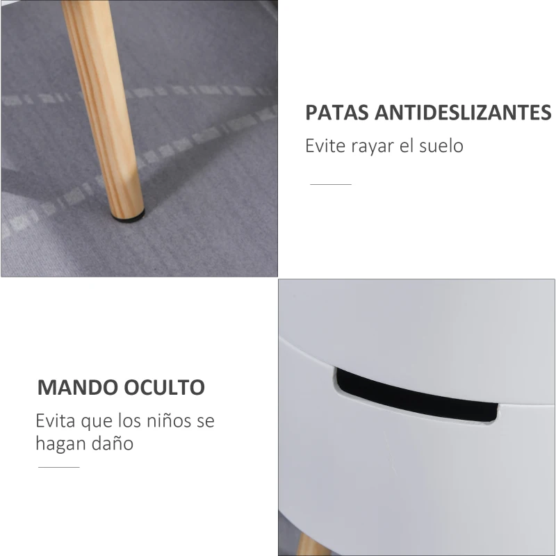 HOMCOM Mesita de noche - mesa de centro con 2 compartimentos de almacenamiento - tapa de MDF - dim. Ø 38 x 48 cm - blanco