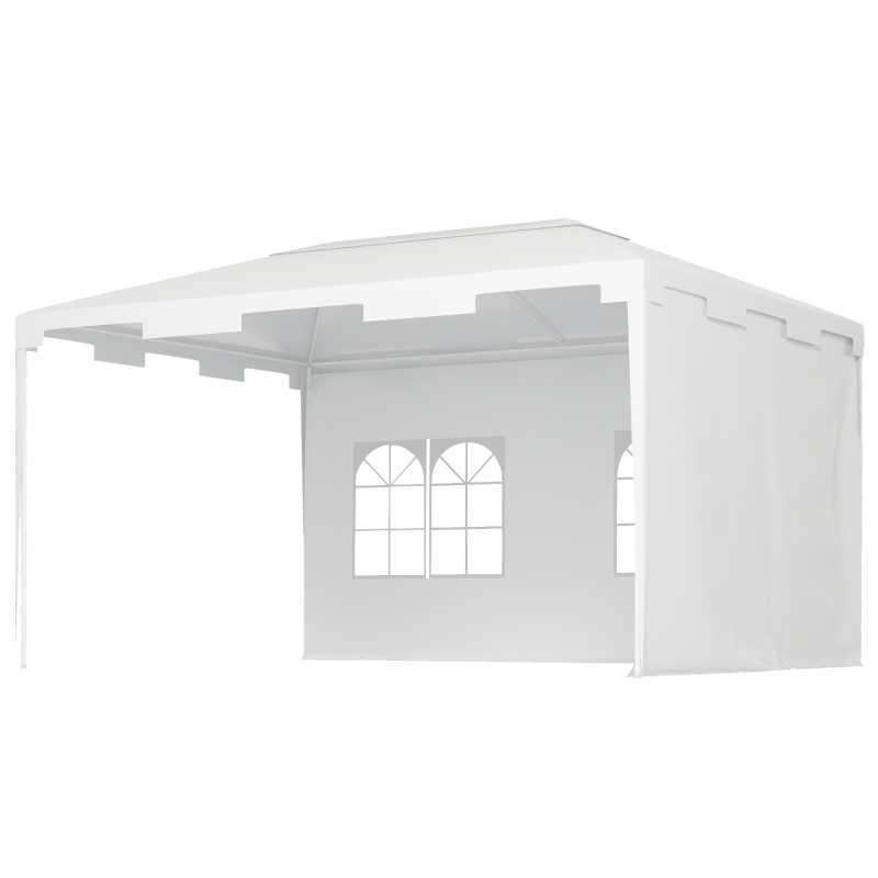 Outsunny Carpa de Jardín 395x295x255 cm Cenador Desmontable Exterior con 2 Laterales 2 Ventanas Anti-UV para Terraza Patio Blanco