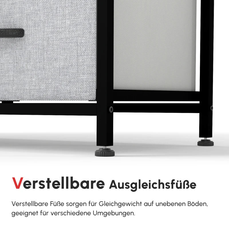 HOMCOM Kommode Sideboard, 6 Schubladen, Stoffschubladen, 80 cm x 30 cm x 62,5 cm, Braun + Schwarz + Grau