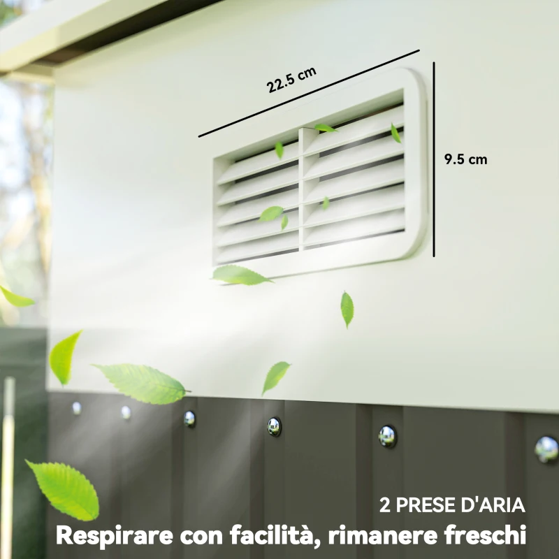 Outsunny Casetta da Giardino con Porta Scorrevole, in Acciaio, 345x280.5x169-201cm, Grigio