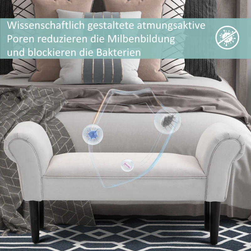 HOMCOM Bettbank, Polsterbank, Sitzbank, Flurbank für Schlafzimmer, bis 130 kg Belastbar, Segelstoff, Grau, 102 x 36 x 51 cm