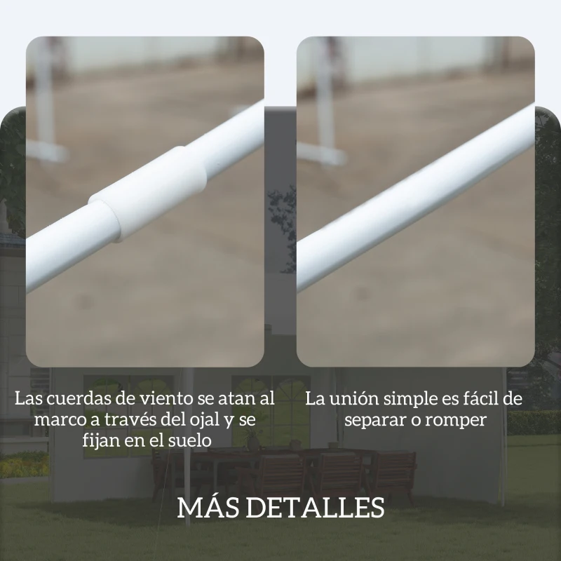 Outsunny Carpa de Jardín 395x295x255 cm Cenador Desmontable Exterior con 2 Laterales 2 Ventanas Anti-UV para Terraza Patio Blanco