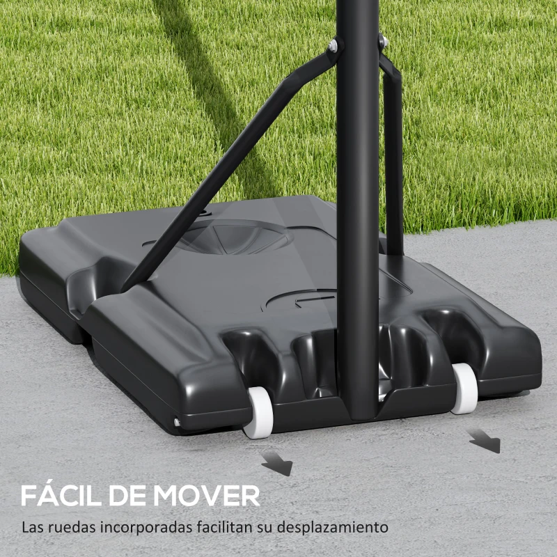 SPORTNOW Canasta de Baloncesto para Exteriores/Interiores Altura Ajustable 235-305 cm con Ruedas Base Rellenable Bolsa de Peso