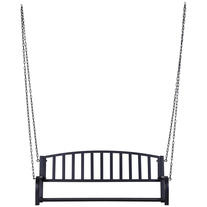 Outsunny Dondolo Sospeso da Giardino con 2 Posti, Romantica Panchina in Metallo Nero per Esterni, 127 x 60 x 47cm
