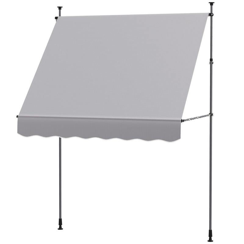 Outsunny Toldo Manual Retráctil 2x1,2 m Toldo Exterior Enrolável Altura Ajustável com Manivela 210-310 cm Proteção UV30+ Cinzento