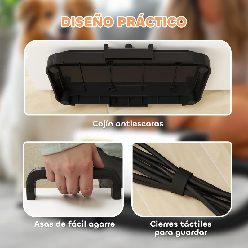 PawHut Secador para Perros de 2200W con Pantalla Digital Velocidad y Temperatura Ajustables 3 Boquillas Blanco