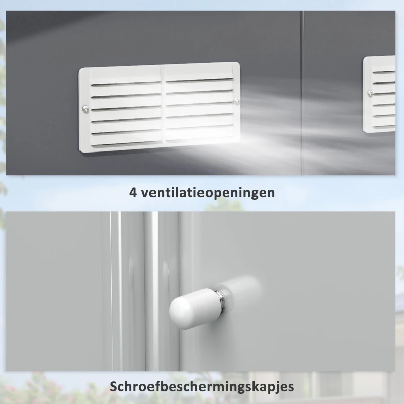 Outsunny Gereedschapsschuur met fundering 24,5 m³ gereedschapsschuur tuinhuisje stalen schuifdeur