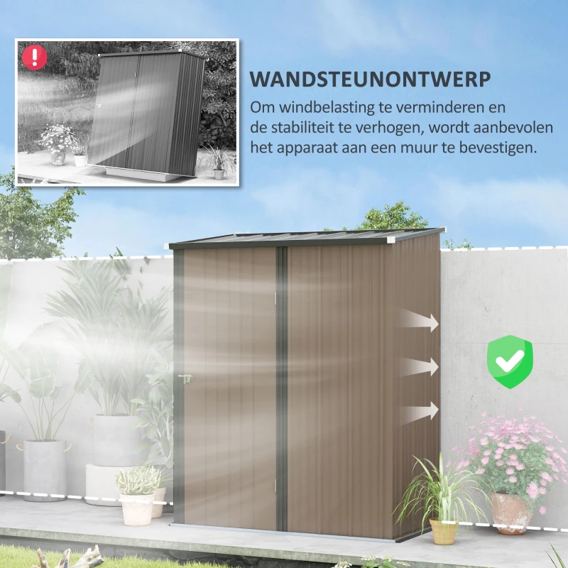 Outsunny Tuinhuisje met Schuurdak Grijs 161,5 cm x 94,5 cm x 196 cm