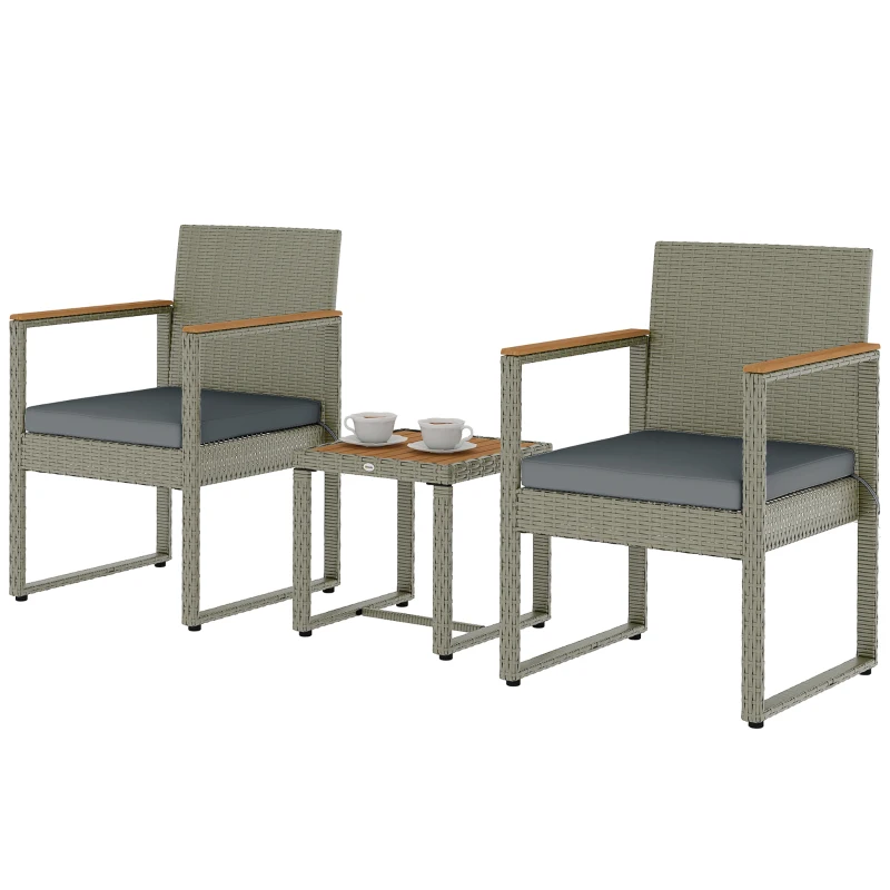 Outsunny Three-Piece Rattan Chair Set - Grey