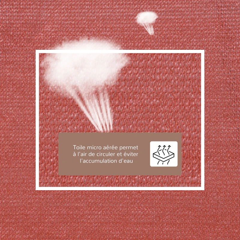 Outsunny Voile d'ombrage rectangulaire 4x6m toile ombrage extérieur protection anti-UV 185g/m² HDPE, pour jardin terrasse extérieur patio piscine balcon, brique terracotta