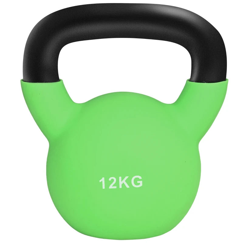 HOMCOM Soft Kettlebell, 12kg Kettle Bell with Non-Slip Handle for Home Gym Weight Lifting and Strength Training, Green