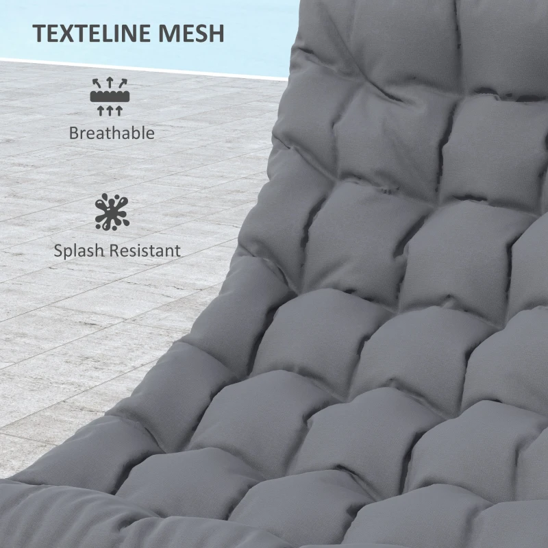 Outsunny Zestaw Mebli Ogrodowych dla 4 Osób, 2 Krzesła, 1 Sofa Dwuosobowa, 1 Stolik z Szkłem, Grube Poduszki, Stalowa Rama, na Taras, Szary