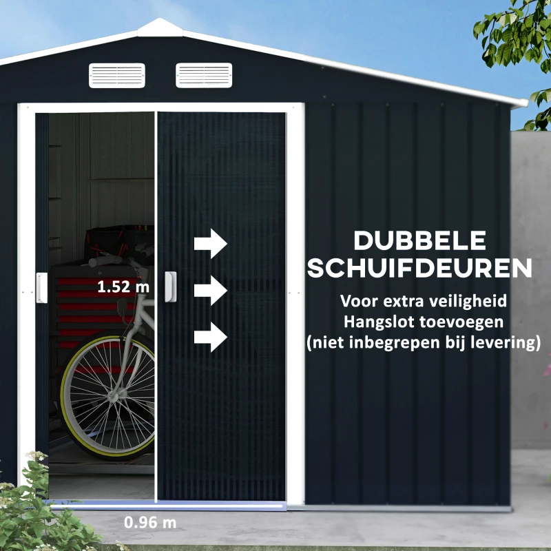Outsunny tuinhuisje metaal houtskool grijs 277 x 195 x 192 cm(m-5)