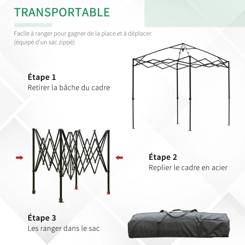 Serre de jardin pop-up porte + 2 fenêtres zippées enroulables sac transport PE vert