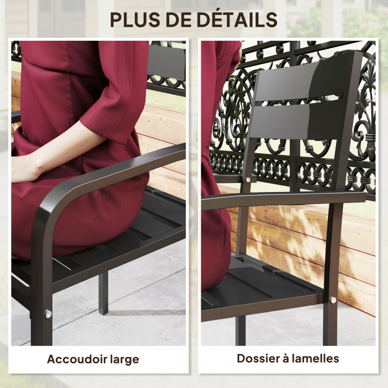 Outsunny Lot de 2 chaises de jardin chaises empilables d'extérieur avec accoudoirs, cadre en aluminium 56 x 58 x 83 cm gris foncé