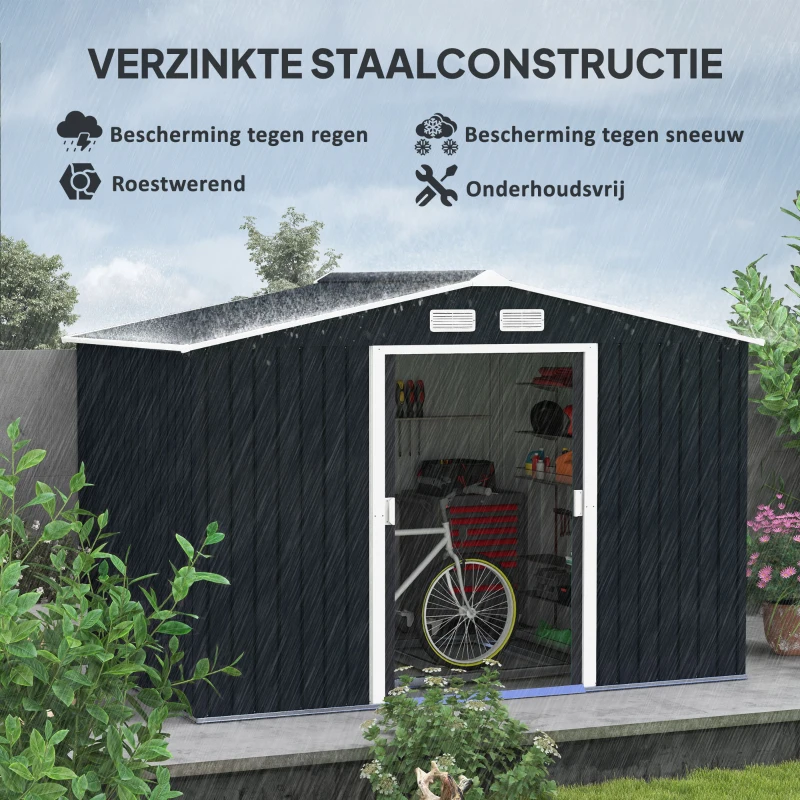 Outsunny tuinhuisje metaal houtskool grijs 277 x 195 x 192 cm(m-6)