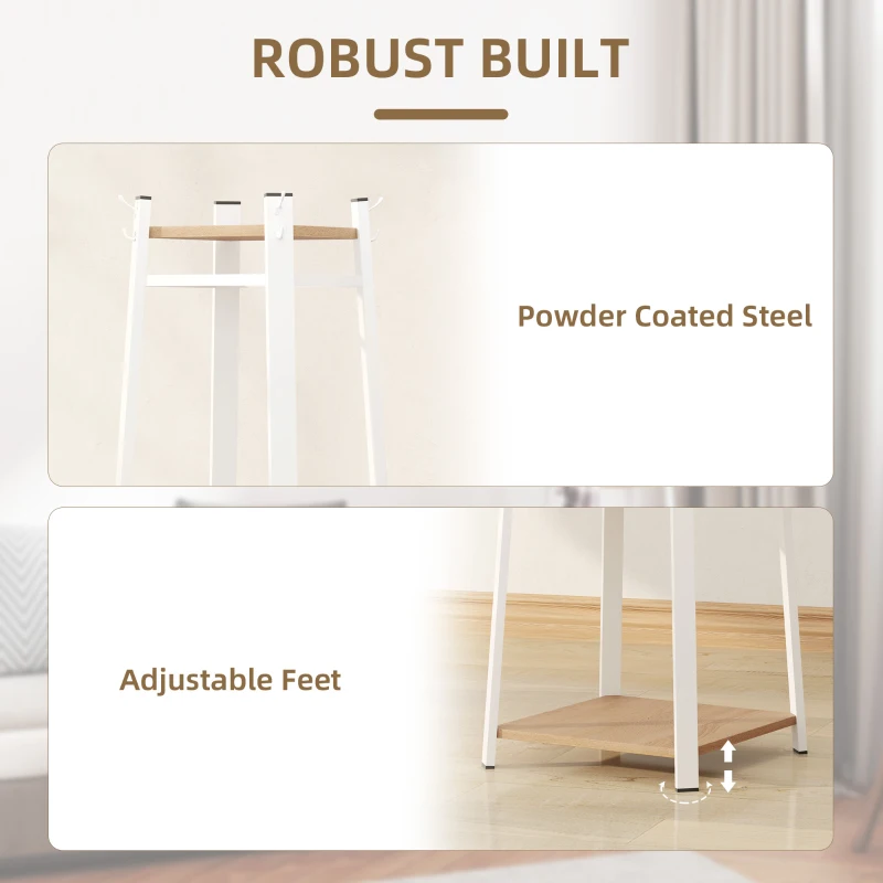 HOMCOM Compact Freestanding Coat Rack -  White/Oak