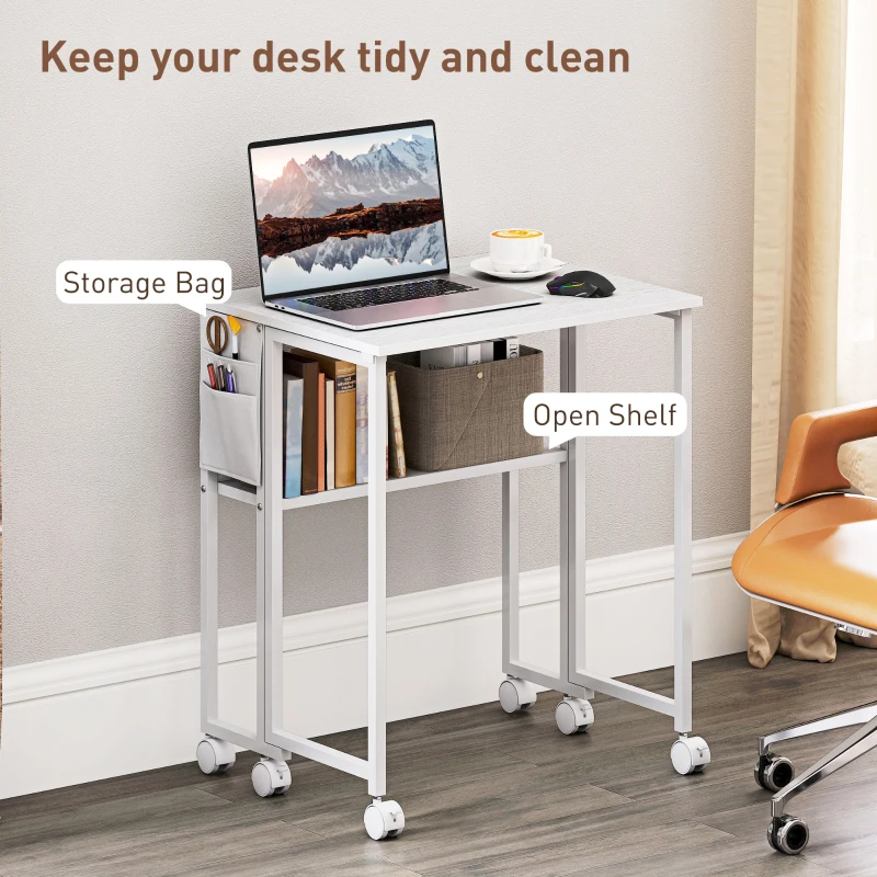 HOMCOM 63 cm Drop Leaf Writing Work Desk - White