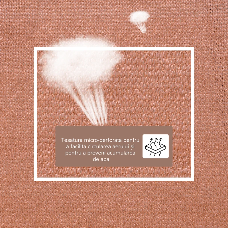 Outsunny Umbrar Dreptunghiular 4x6 m Rezistent la Raze UV cu Sfoara, din PE si Otel Inox, Rosu