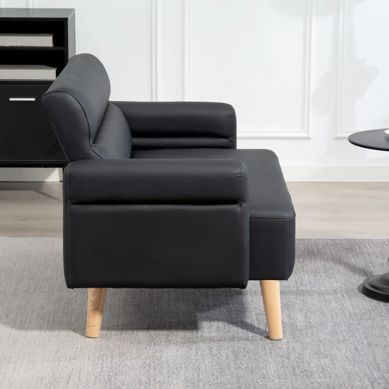 HOMCOM Small Faux Leather 2 Seater Sofa Settee - Black