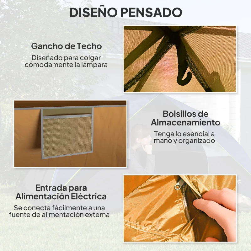 Outsunny Tienda de Camping para 4 Personas Impermeable Fácil Instalación y Bolsa de Transporte Incluida 200x200x135 cm Gris