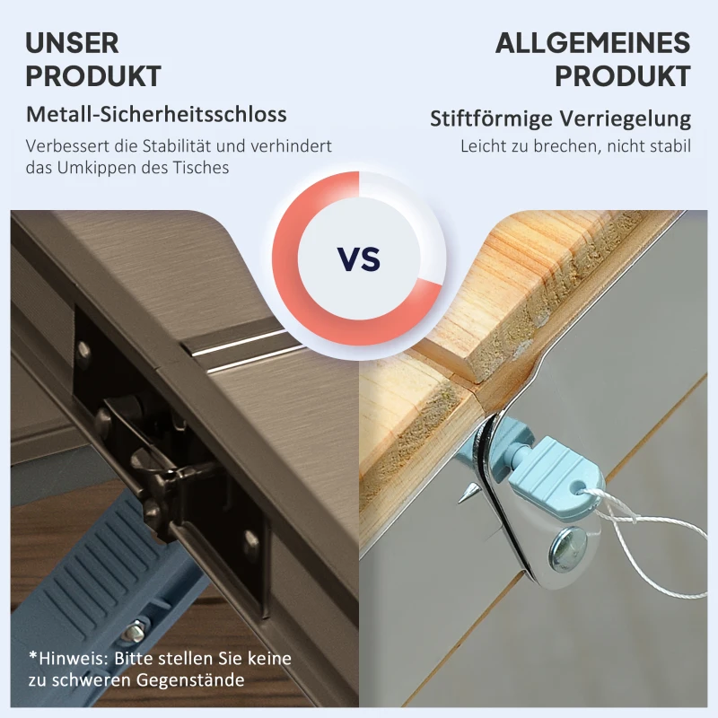Outsunny Alu Campingtisch Klapptisch Picknicktisch Picknick-Koffer-Sitzgruppe Klapptisch-Gruppe mit 4 Sitzen Silber Alu + MDF 136 x 85,5 x 66 cm