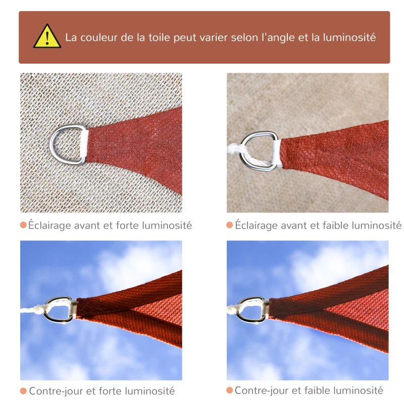 Outsunny Voile d'ombrage rectangulaire 4x6m toile ombrage extérieur protection anti-UV 185g/m² HDPE, pour jardin terrasse extérieur patio piscine balcon, brique terracotta