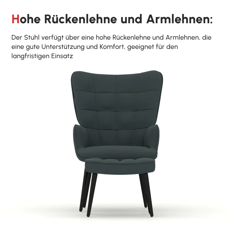 HOMCOM Relaxsessel mit Ottomane Sessel mit Fußhocker, 2-teiliges Set, Grau