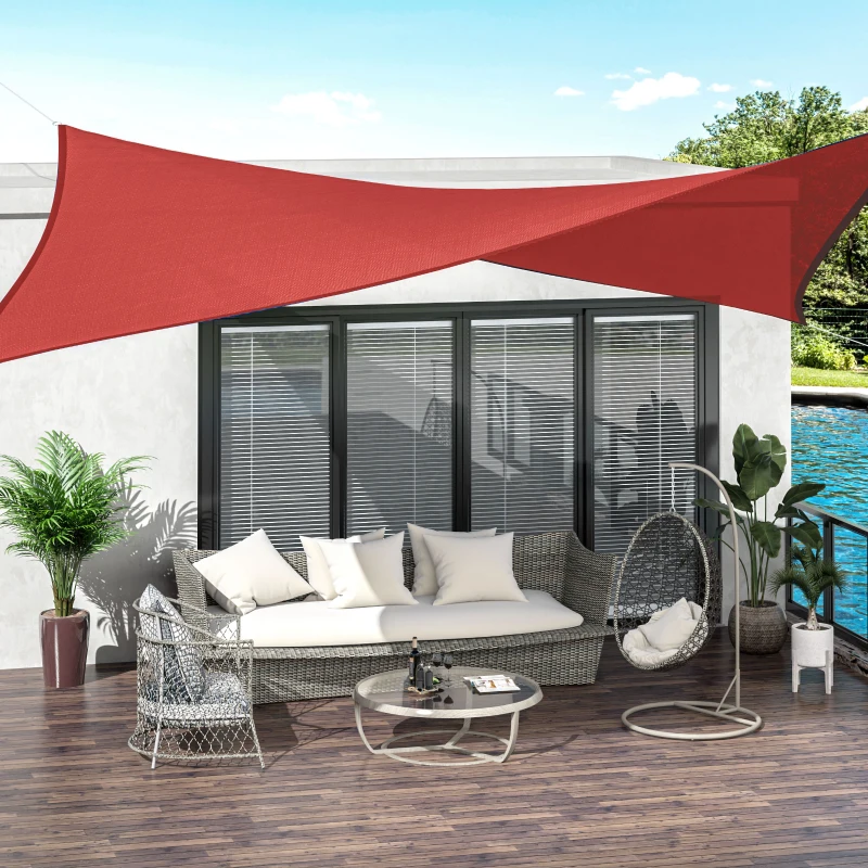 Outsunny Voile d'ombrage rectangulaire 4x6m toile ombrage extérieur protection anti-UV 185g/m² HDPE, pour jardin terrasse extérieur patio piscine balcon, brique terracotta
